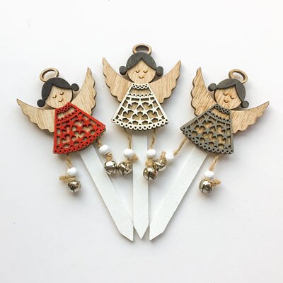 Nicro Houten 3 stks/set XMAS Cake Topper Angel Kerstman Slee Kind Verjaardag Decor DIY Home Party Decoratie # Chr67: Angel