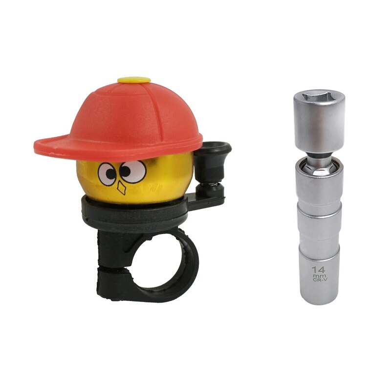 Goud Rood Hatted Cartoon Jongen Legering Behuizing Fiets Fietsbel Ring Met 14Mm 3/8 Drive Bougie wobble Socket