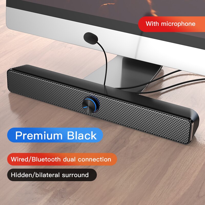 Bluetooth Computer Speaker USB Wired Powerful Bar Stereo Subwoofer Bass Speakers Surround Soundbar for PC Laptop TV Loudspeaker: bluetooth with mic K