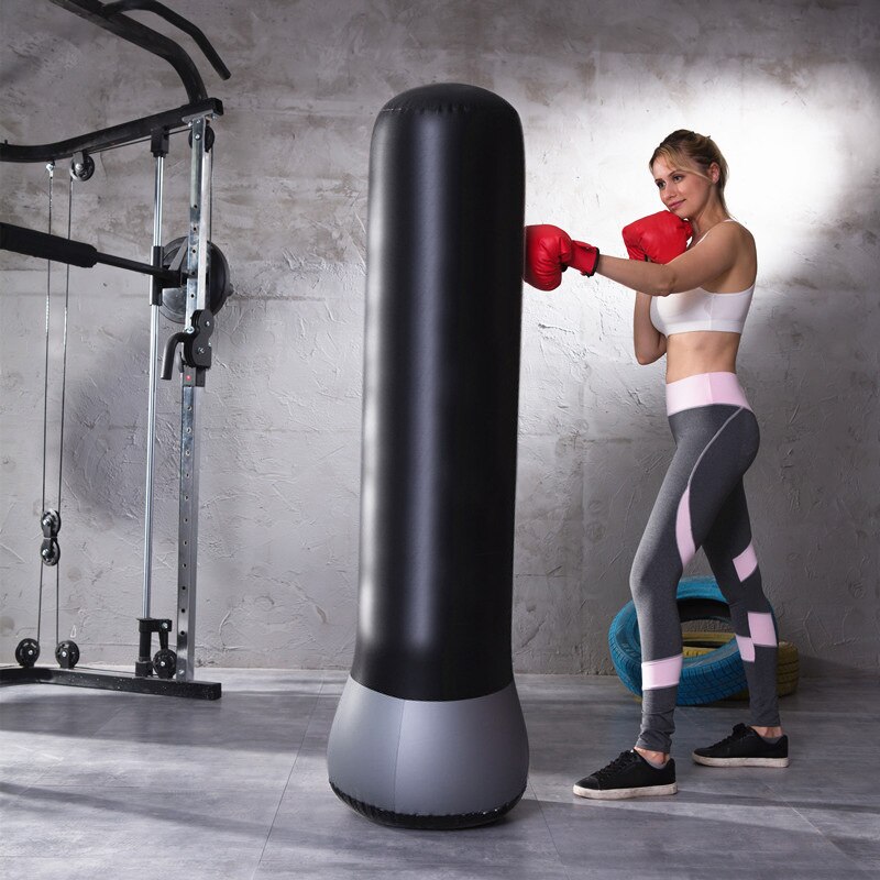 Inflatable Stress Punching Tower Bag Boxing Standing Water Base Training Fitness Pressure Relief Bounce Back Sandbag 1.6M: 1.6m black 1