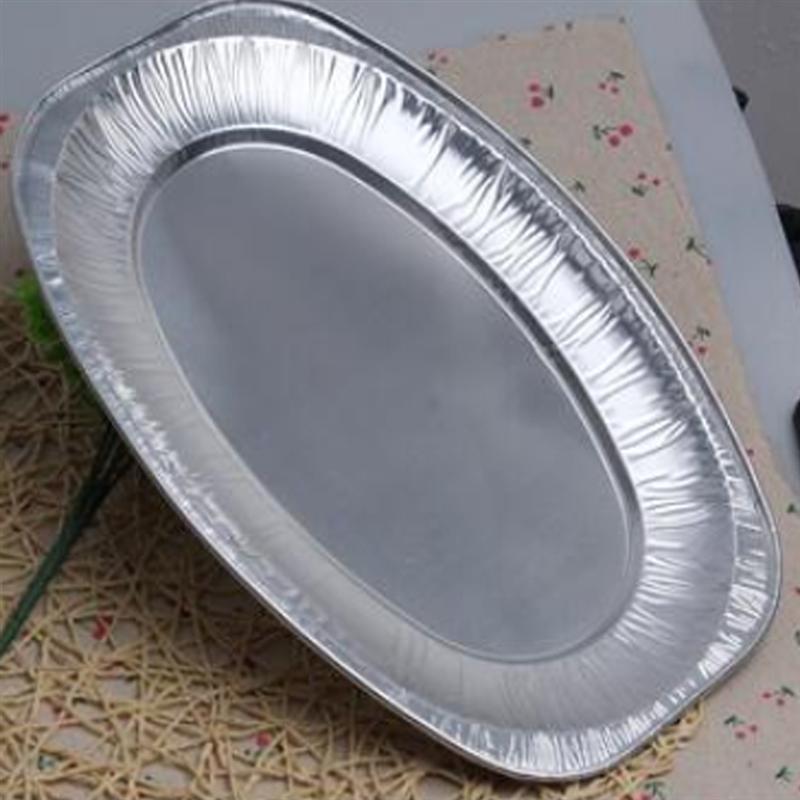 20 stücke Einweg Oval Tellern Aluminium Folie Tablett Gerichte Geschirr für Gastronomie BBQ Bankett Parteien (Zufällig Stil