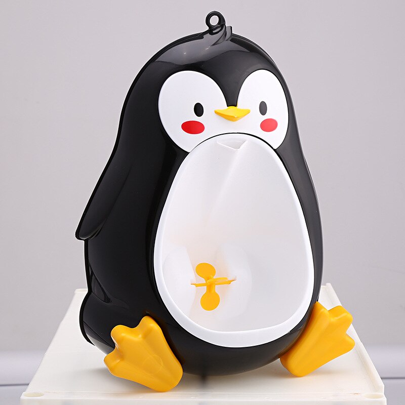 Bébé urinoir bébés garçons pot toilette formation pingouin forme animale enfants enfants support Vertical urinoir infantile garçon Penic pipi: Black