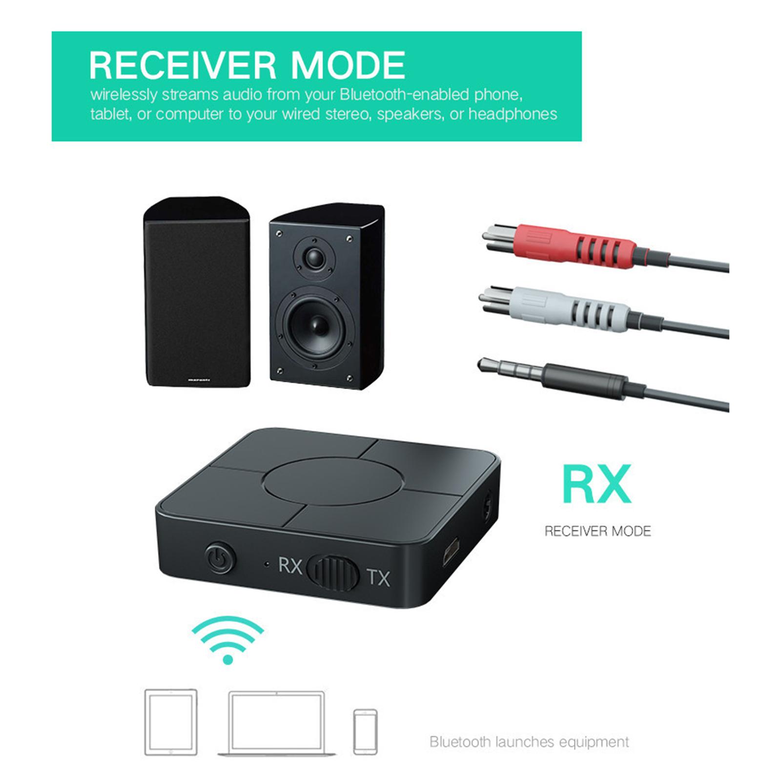 Bluetooth 5.0 Transmitter and Receiver 2-In-1 with Mic for Home Stereo System Sound System