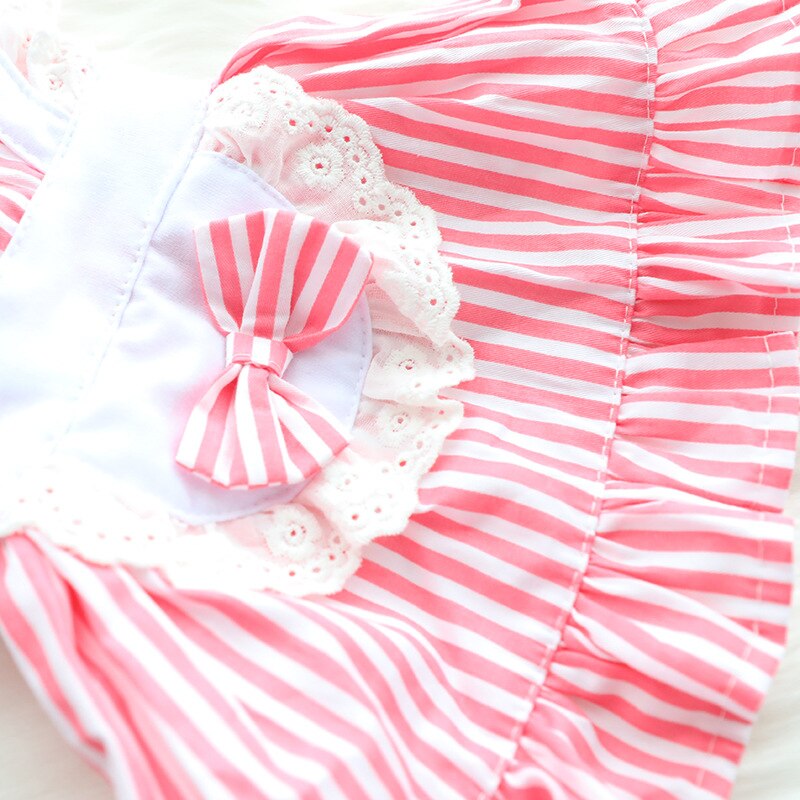 Classic Striped Summer Fancy Dresses for Small Dogs Maid Clothing Mini Skirt French Bulldog Cotton Pet Cat Clothes