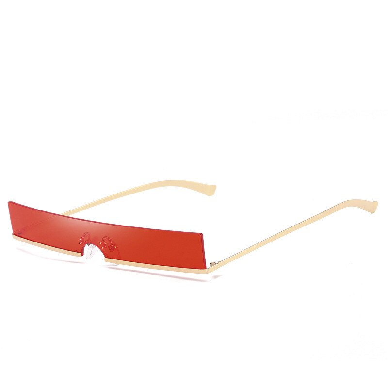 Trend 90 S Zonnebril Vrouwen Vintage Metalen Frame Kleine Zonnebril Vrouwelijke Skinny Rechthoekige Cat Eye Sunglass Shades: gold red