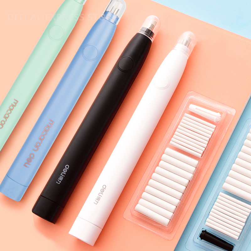 DELI Electric Pencil Eraser Drawing Rubber Electronic Erasers Refills for Kids Students School Office Supplies