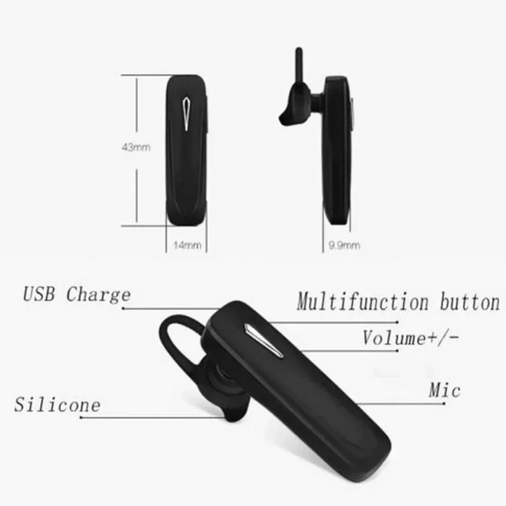 Auricolare stereo vivavoce bluetooth portatile, mini auricolare bluetooth wireless con microfono nascosto, auricolari per iphone, xiaomi, huawei