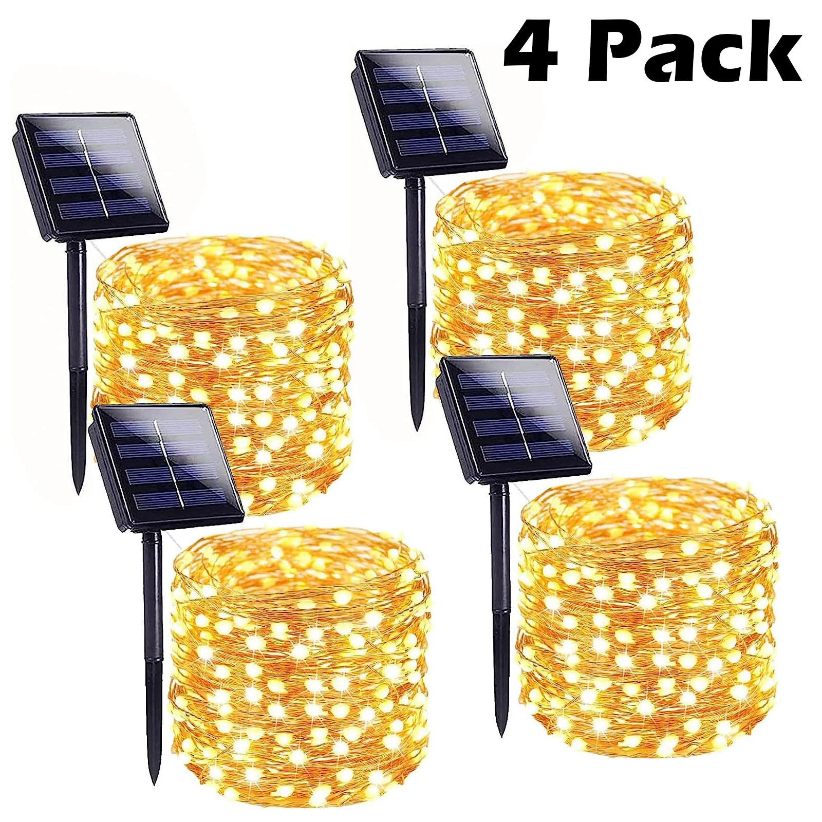 1/2/4pc Solar String Lights Outdoor LED Solar Twinkle Lights Outside Waterproof 8 Modes Fairy Decoration for Garden Yard Wedding: ROSE / > 300W