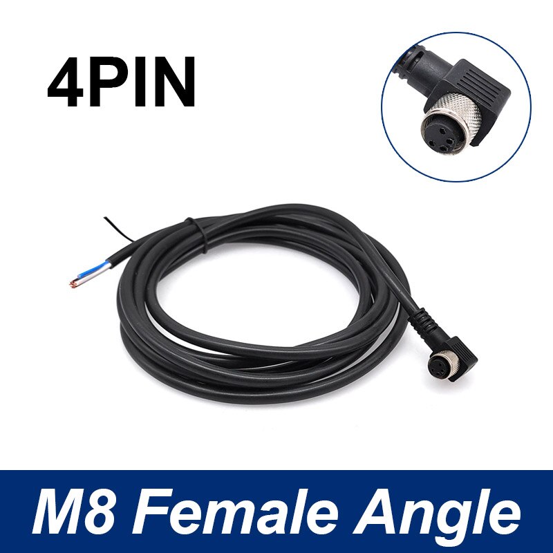 M8 Sensor Connector Cable Waterproof plug Male&amp;Female Straight Angle 4 5 Pin +2m PVC line: 4P Female Angle