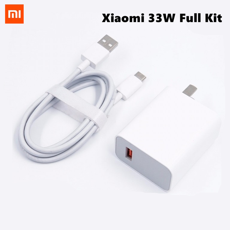 Original xiaomi 33w carregador rápido kit completo tipo-c cabo para mi 10 9 10t lite poco x3 nfc redmi k40 nota 9 10 pro