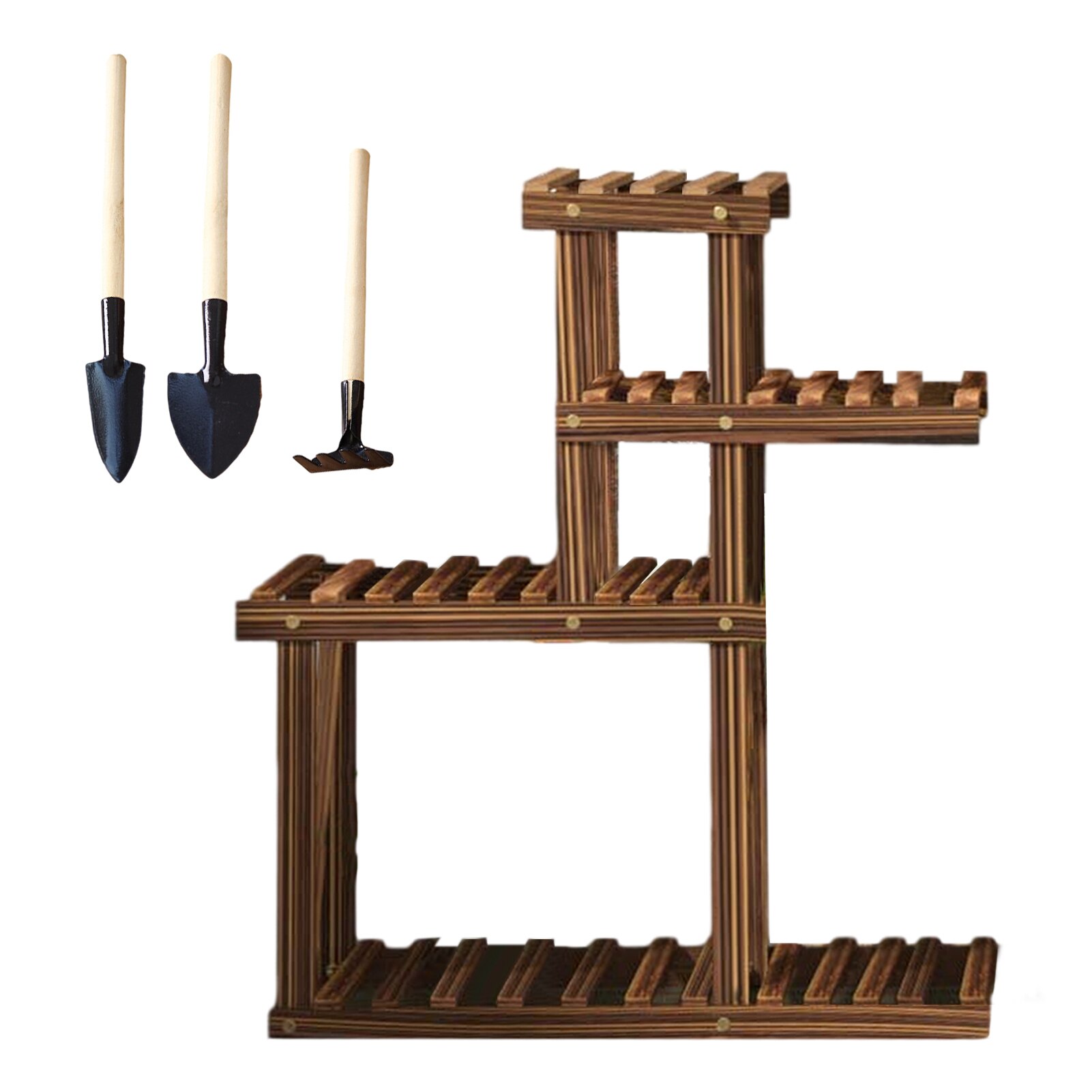 4 Tier Manual DIY Flower Pot Shelves Pine Wood Plant Display Stand Indoor Potted Holder Garden Balcony Flower Stand Decor Shelf