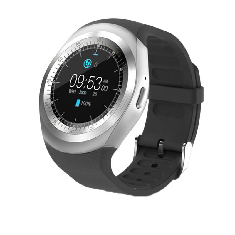 Y1 montre intelligente Bluetooth Relogio Android Smartwatch prend en charge la carte Nano SIM et la carte TF montre intelligente unisexe: Black Silver