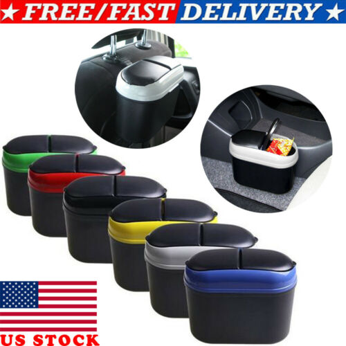 US Portable Mini Auto Car Dustbin Rubbish Trash Can Garbage Box Case Holder Bin Storage