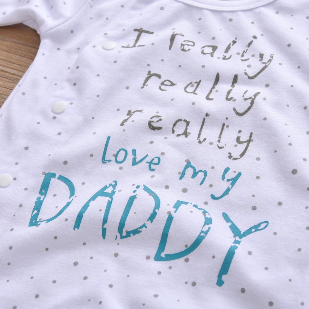 Pasgeboren Kleding Baby Boy Meisje Romper Katoen Schattige Brief Ik Echt Liefde Mijn Papa/Mama Lange Mouw Jumpsuit Baby kleding Pyjama