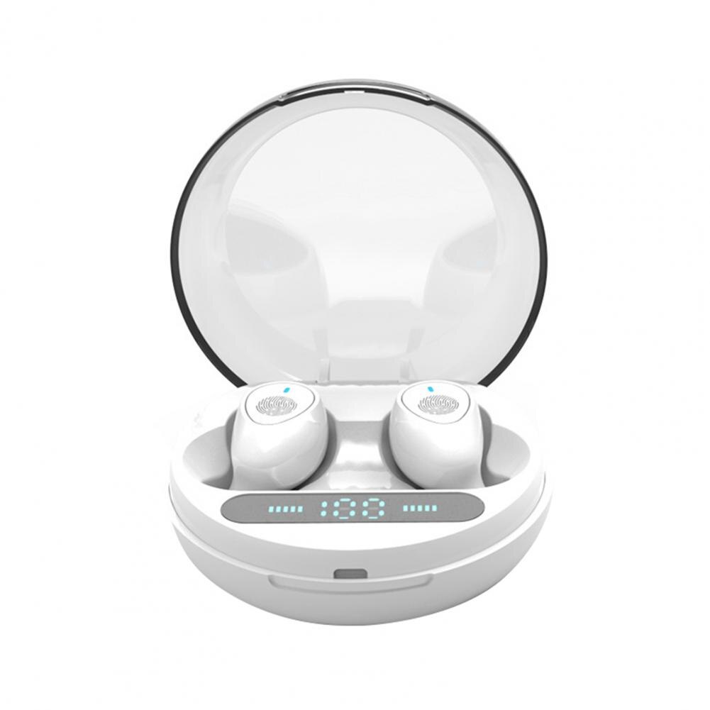 WL-DD1 Bluetooth Earbuds Bluetooth 5.0 Noise Cancelling Digital Mini Wireless Headset Stereo Sport Earbuds for iPhone Android: White