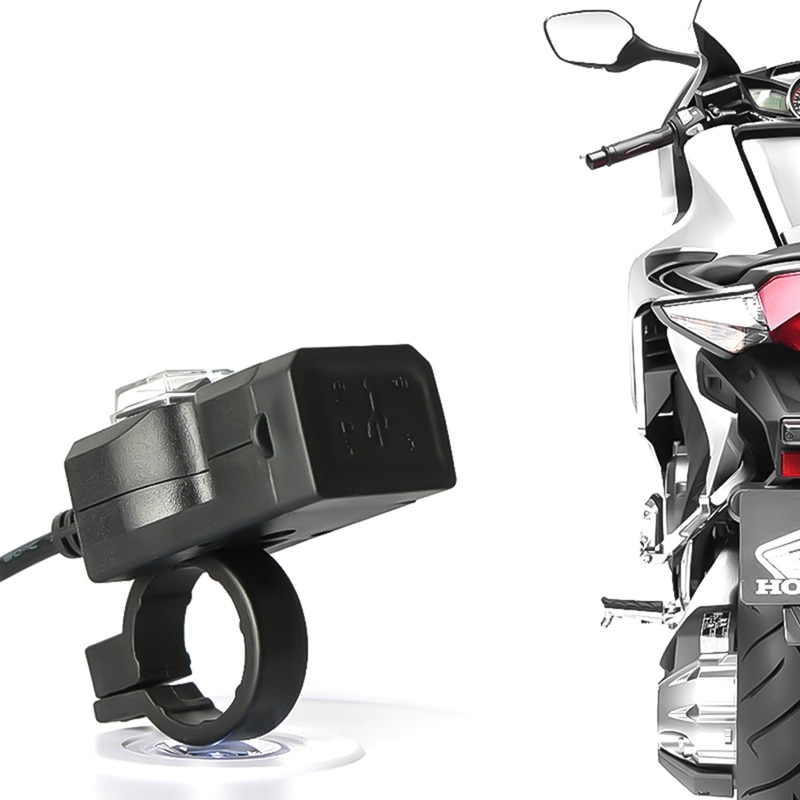 Porta usb dupla 12v, à prova d' água, moto, guidão, carregador 5v 1a/2,1a, adaptador de fonte de alimentação para celular móvel