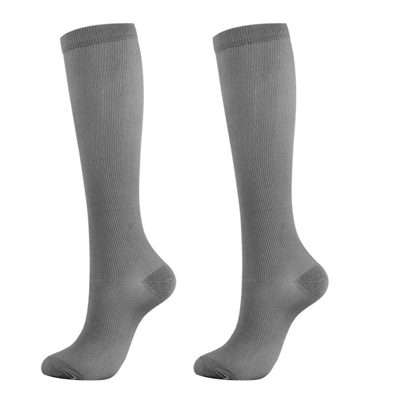 Varicose Vein Leg Relief Pain Knee Socks Pressure Compression Stockings Unisex Solid Color Thigh High Socks Nylon Long Socks: grey / S M