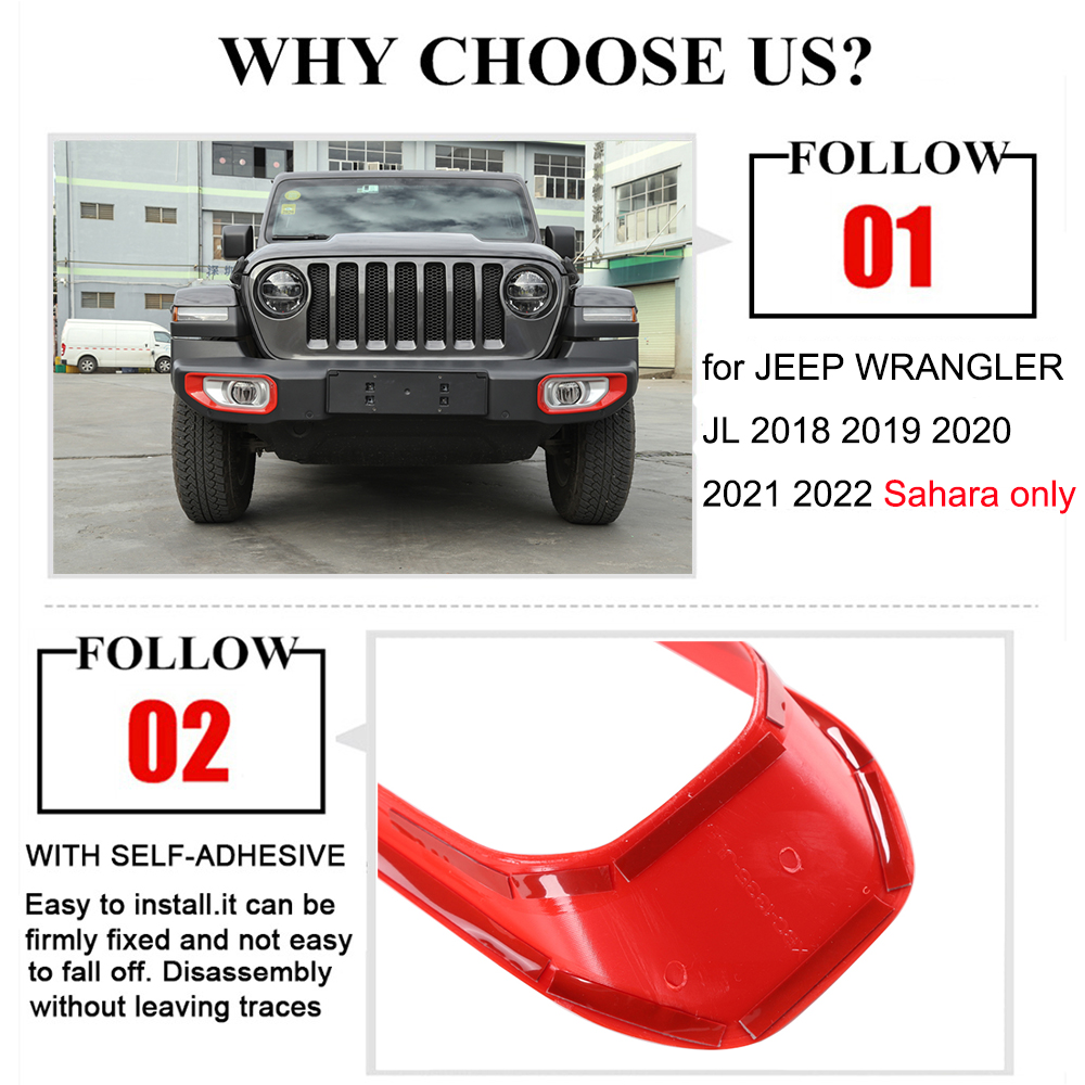 Car Front Fog Light Lamp Decoration Cover for Jeep Wrangler JL 2022 Sahara only Exterior Accessories Styling