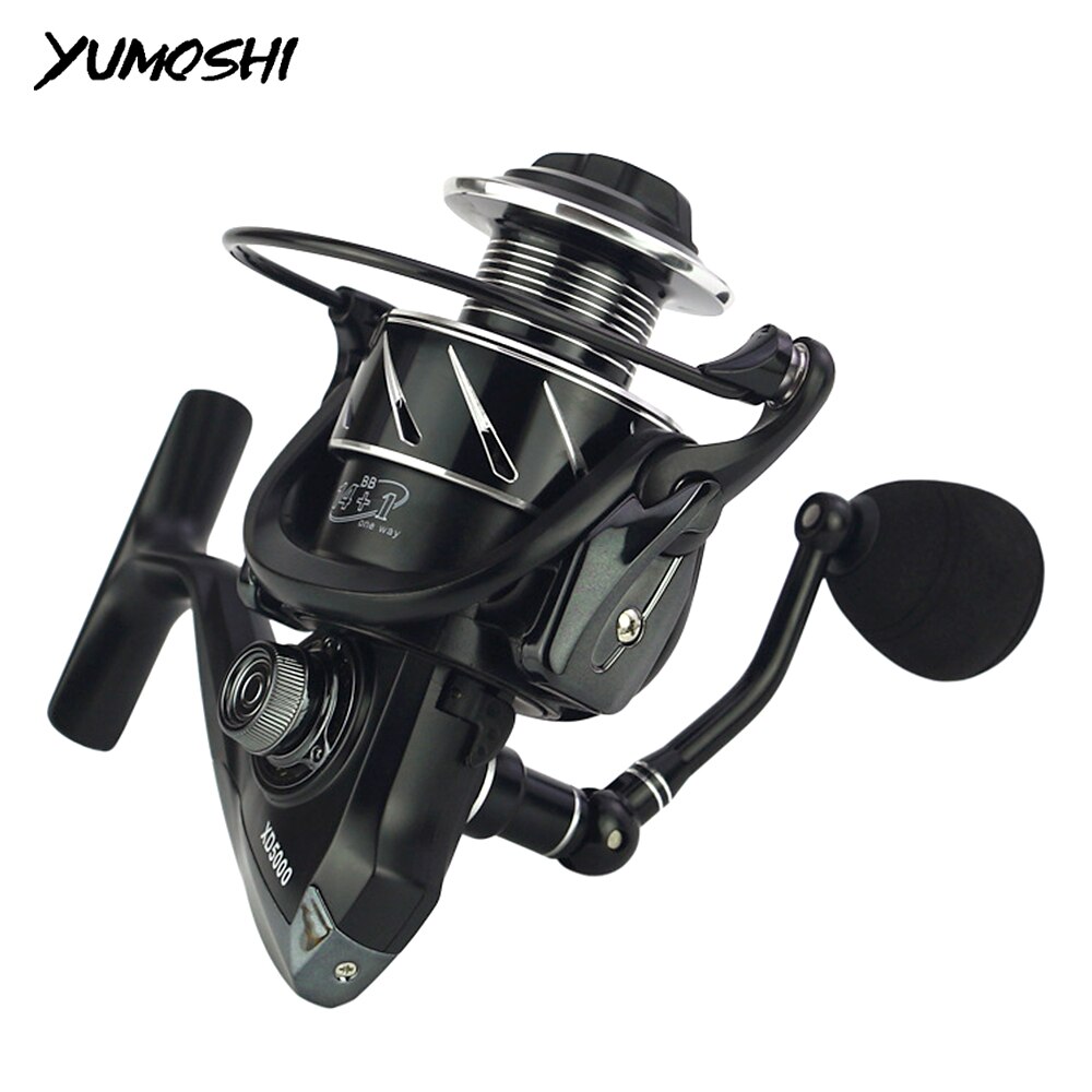 YUMOSHI 5.0: 1 14 + 1BB moulinet de pêche tout en métal bobine de filature en acier inoxydable poignée ligne bobine accessoires de pêche en eau salée
