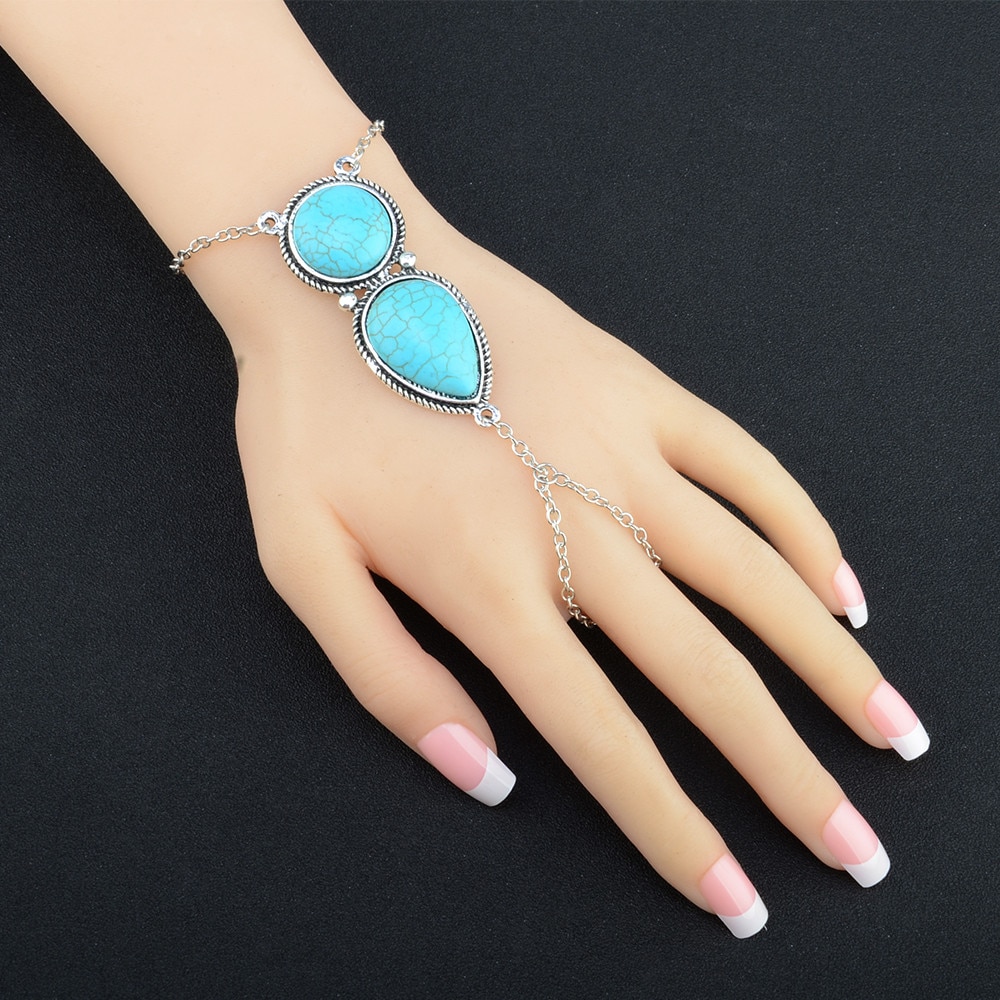 Best Punk Multi Bracelet Bangle Chain Link Interweave Finger Rings Bohemian ladies bracelet bracelet F717