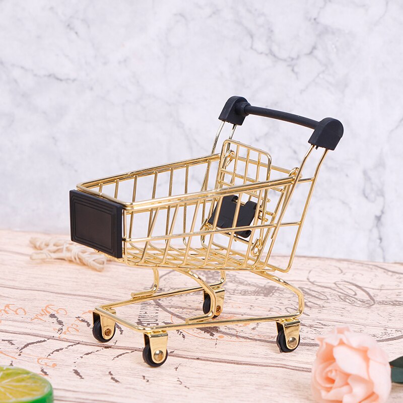 Mini Shopping Cart Trolley Home Office Sundries Storage Ornaments Model Children's Toy ~: GD