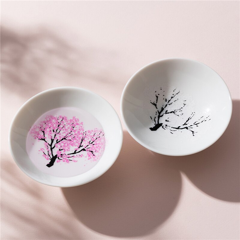Japanese Cold Temperature Color Changing Tea Cup Flower Display Teacup Magic Sakura Cup Single Ceramic Kung fu Tea Cup Tea Bow