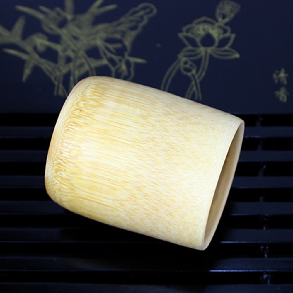 Natural Pure Bamboo Tea Cups Eco Friendly Wooden Water Drinking Cup Round Teacups Tumble Resistant Mugs 10Pcs Bamboo Straw