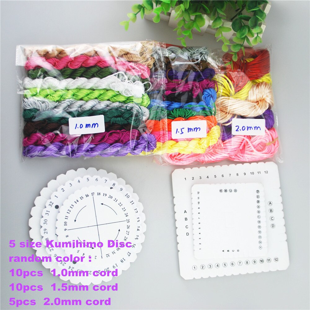 Gør-det-selv macrame snore kumihimo skive plade flettet snor armbånd schijf disk håndlavede materialer jump ring spænde kvast sæt  ds208: 6