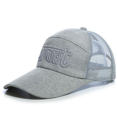 Stijl lente mesh snapback brief baseball pet snel drogende zomer zonnehoed ademende chapeu casual mesh: Lichtgrijze sport