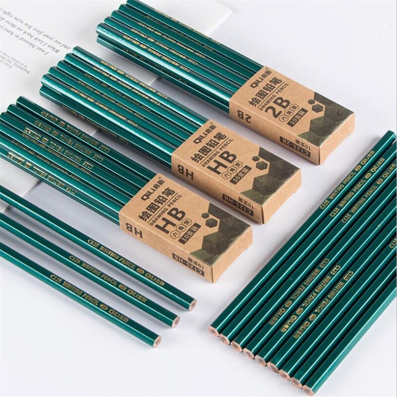2B/HB Potlood Hout kinderen Studenten Schrijven Schilderen Schets Onderzoek Speciale Tien Stok Plastic Potlood