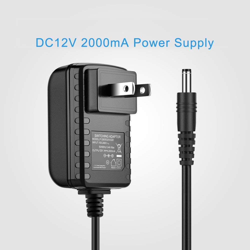 DC12V 2A Power Supply Adapter,AC100-240V to DC12V Transformers,Power Supply for LED Strip Lights CCTV Camera 2.1mm X 5.5mm