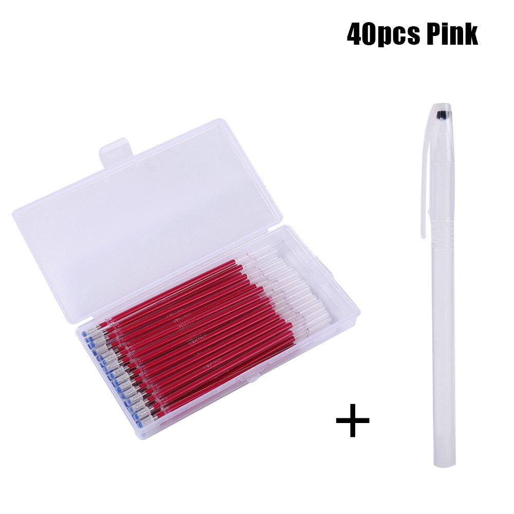 40Pcs Warmte Uitwisbare Pen Hoge Temperatuur Verdwijnen Stof Marker Vullingen Met Opbergdoos Stof Craft Tailoring Accessoires
