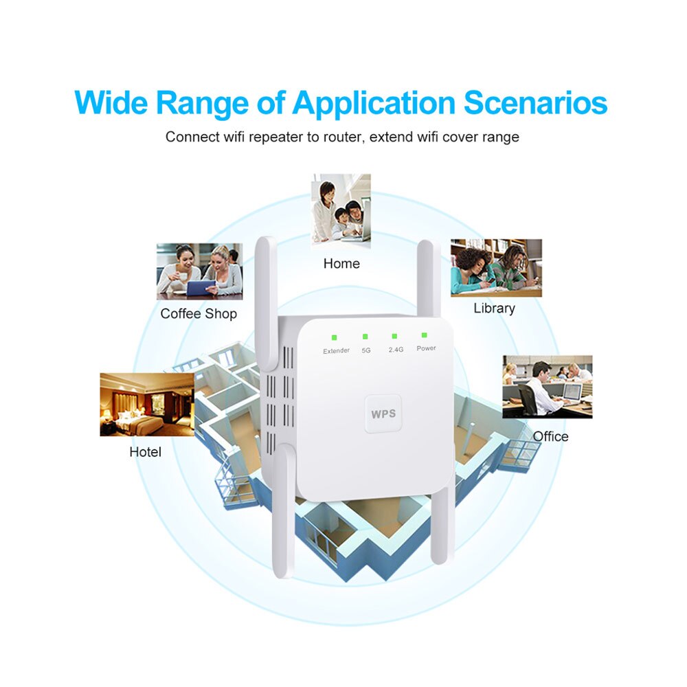 5G WiFi Repeater 1200Mbps Router Wifi Extender 2.4G Wireless Wifi Long Range Booster Wi-Fi Signal Amplifier 5ghz Wi Fi Repiter