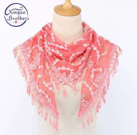 Neue Doppel Schichten Sommer Dame Spitze Schal Quaste Frauen Dreieck Bandage Weiß Blumen- schals Schal
