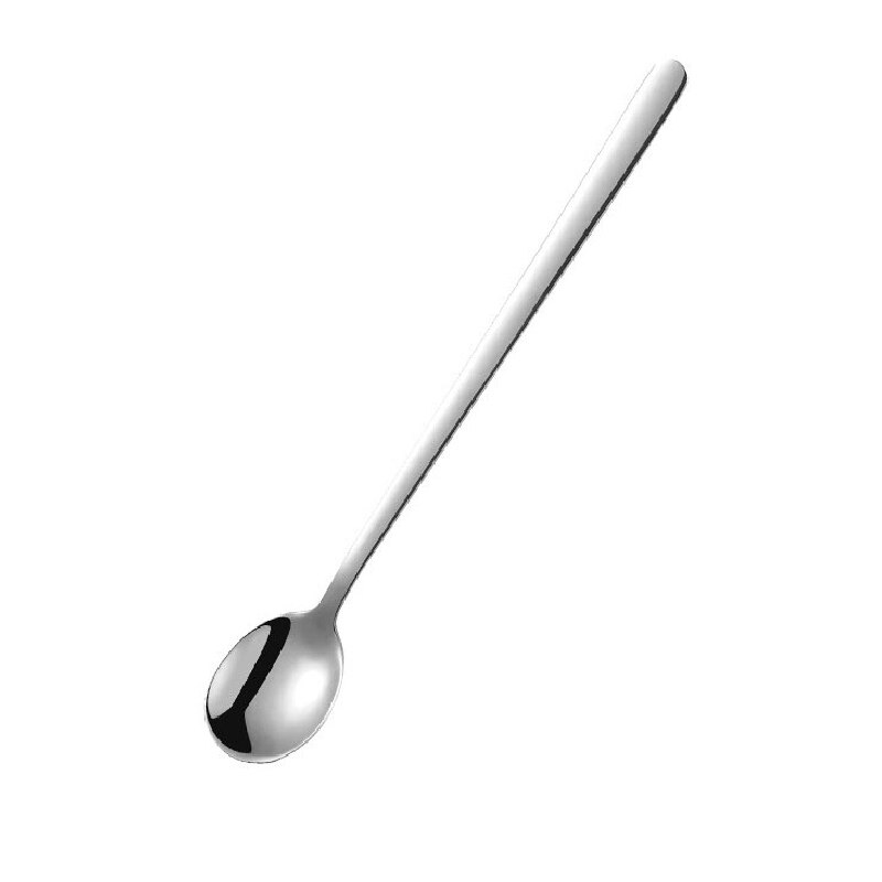 8 farger rustfritt stål skje med lang håndtak isskje kaffeskje te hjem kjøkken servise skjeer størrelse 23.8 cm: Sølv