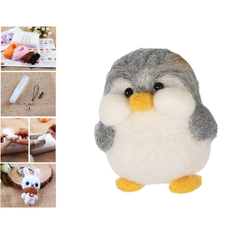 Penguin Wool Felt Craft DIY Unfinished Poked Handcraft Kit Material Bag Pack Handmade Key Chain: 3