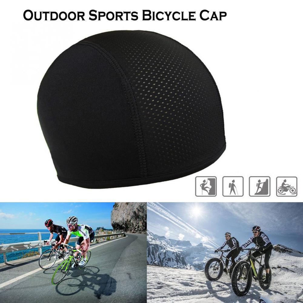 Gorros de ciclismo antisudor para deportes al aire libre, de secado rápido, transpirables, a prueba de viento, forro de casco para motocicleta y bicicleta, color negro