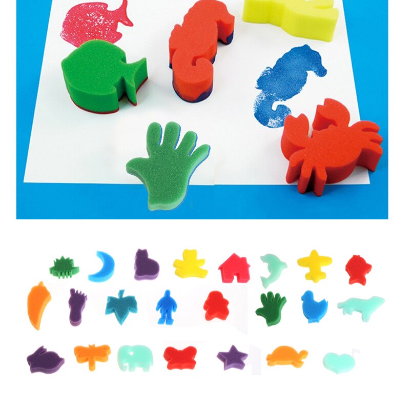 24Pcs Spons Set Kinderen Kids Art Craft Schilderen Diy Speelgoed Home Onderwijs School