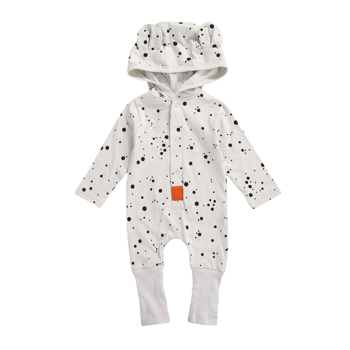 FOCUSNORM 0-12M Del bambino di Autunno Dei Ragazzi Delle Ragazze Del Pagliaccetto Orecchio Stampa con Cappuccio A Maniche Lunghe Monopetto Caldo Tute E Tute Da Palestra: Beige / 3M