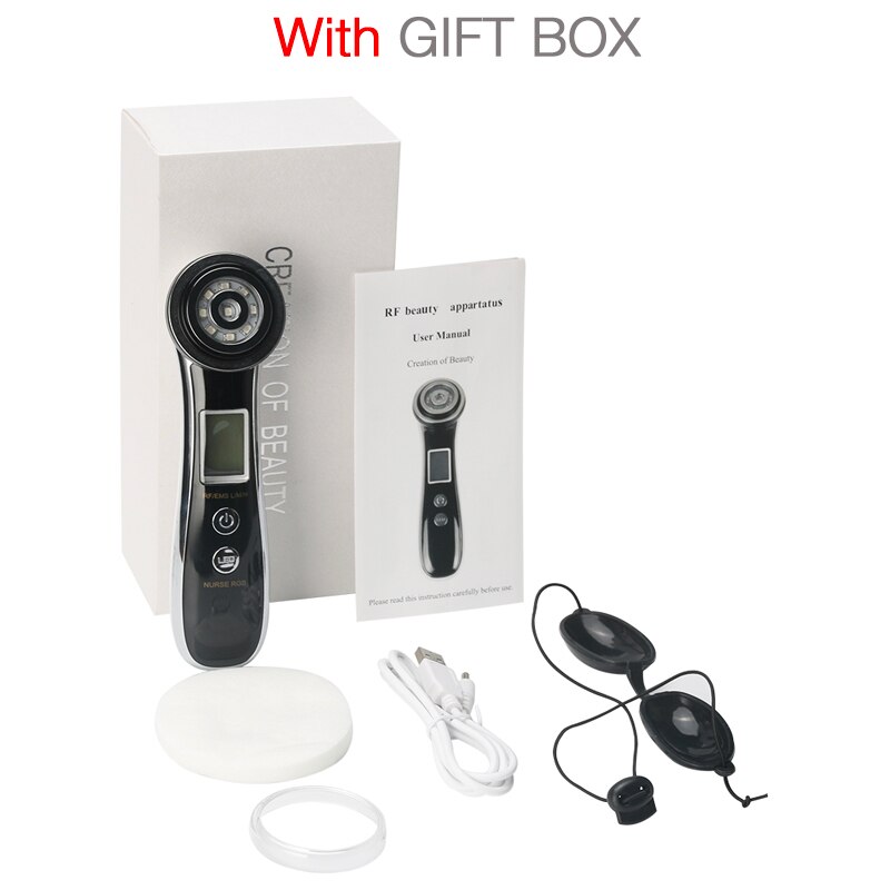 Radio Frequency for Electric LED Photon Light Therapy RF EMS Skin Rejuvenation Face Lifting Tighten Massage Beauty Care Machine: WITH GIFT BOX
