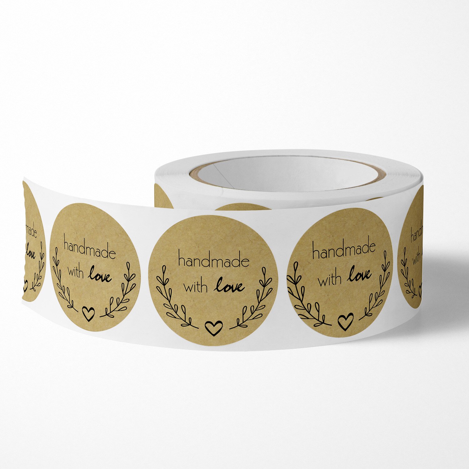 25/38mm 500pcs Kraft Paper Handmade with Love Stickers Scrapbooking for Envelope and Package Handmade Seal Labels Sticker