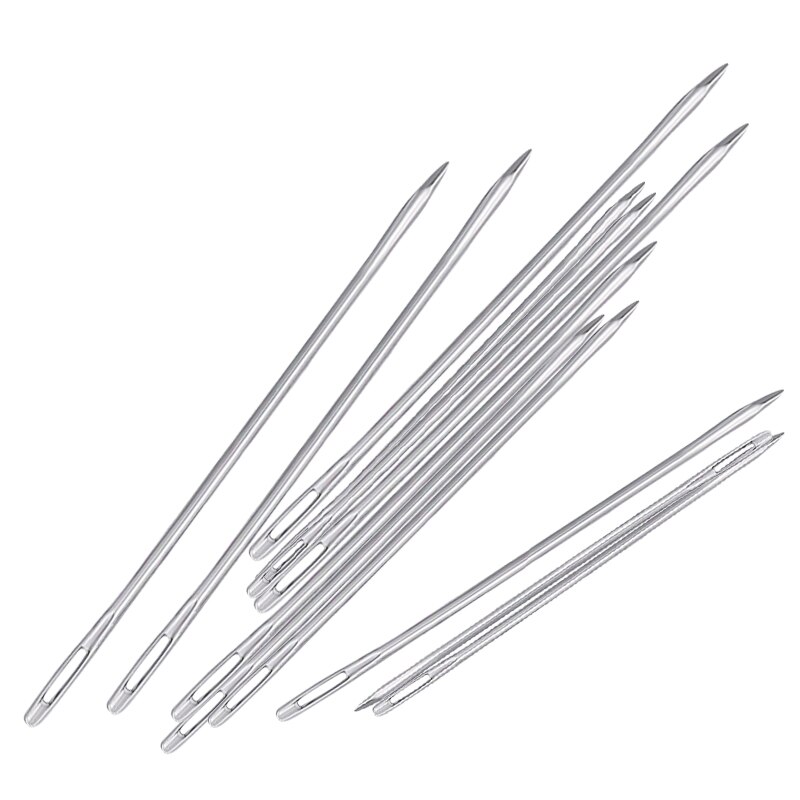 LMDZ 20pcs 7.5cm Handmade Leather Stitching Sewing Needle Stainless Steel Needle Sofa Needle Leather DIY Craft Tools With Bottle