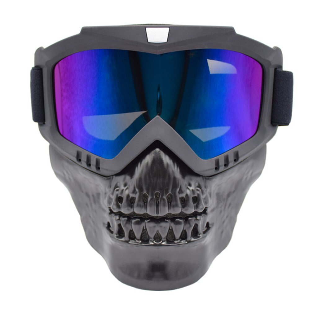 Unisexe lunettes de ski masque modulaire bouche amovible filtre Snowboard lunettes équitation lunettes crâne masque 1 paire: blue colorful