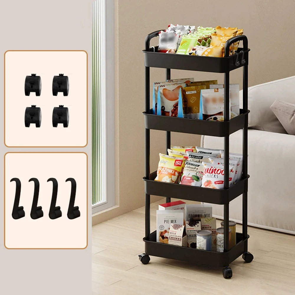 Household Cart Floor Storage Rack, Multi-Functional Kitchen Storage Cart, Movable Storage With Wheels, Multi-Scene Application: green