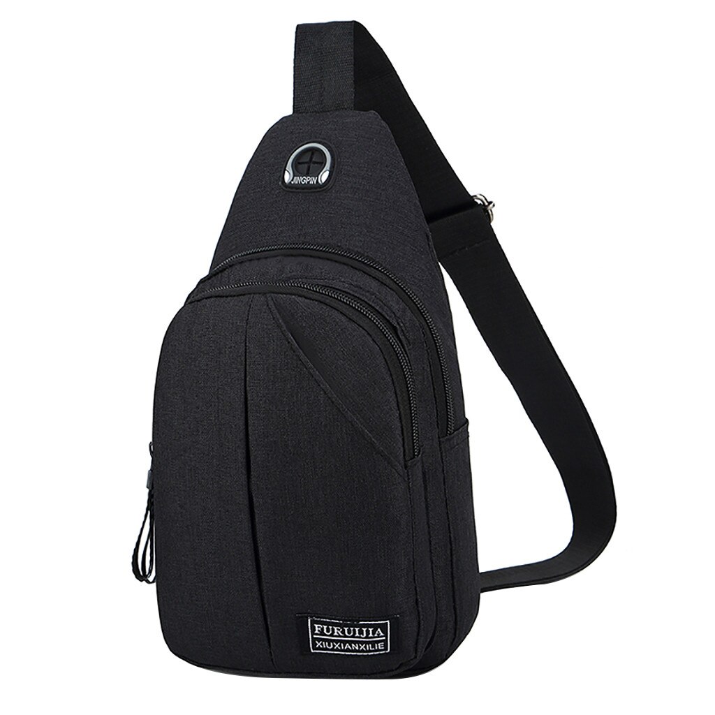 Menn oxford stoff brystveske vill liten veske multifunksjonslommer skulder crossbody bag bolsas #25: Svart