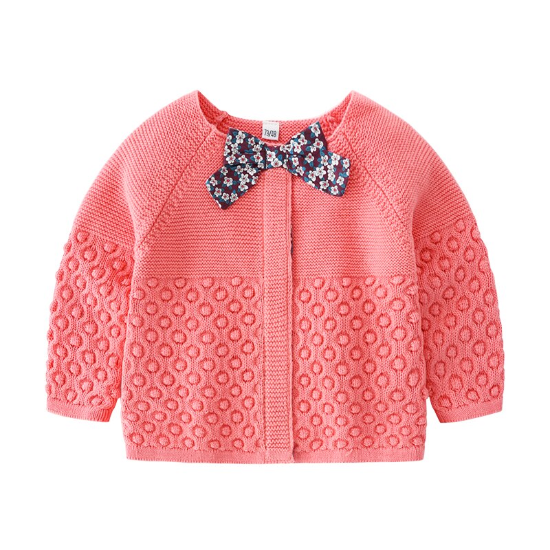 Lente Herfst Baby Meisje Kleding, Leuke Trui Jas, met Mooie Boog Gebreide Lange Mouwen Vest, Twee Kleuren Paars En Roze