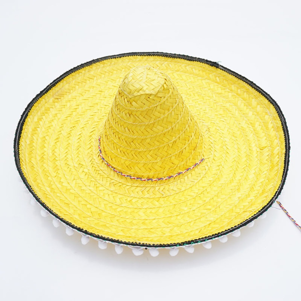 Sombrero de ala ancha de colores para hombre, Sombrero de paja para Mexicana, decoración para el sol, Halloween, Verano: Negro