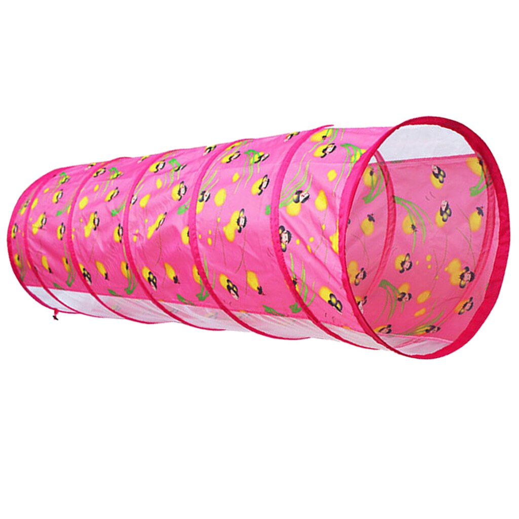 1.5m Glowworm Pop Up Tunnel Toy Play Tent Hut Baby Playhouse Developmental Crawling Adventure Tunnel Games Pink