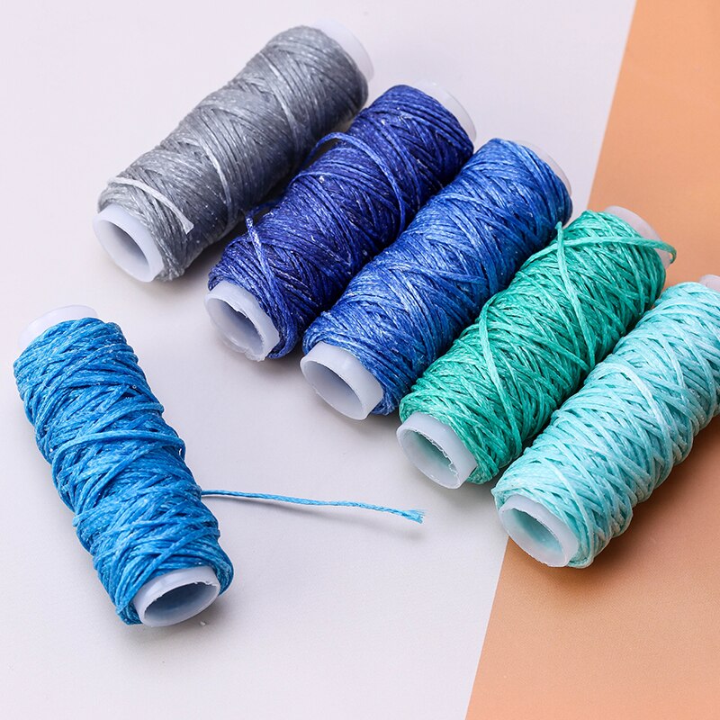 0.8Mm 12M/Roll Kleurrijke Set Naaien Lederen Gereedschap Platte Wax Draad Hoge Sterkte Draad Wax Ropehand maken Tool Voor Leer Stof
