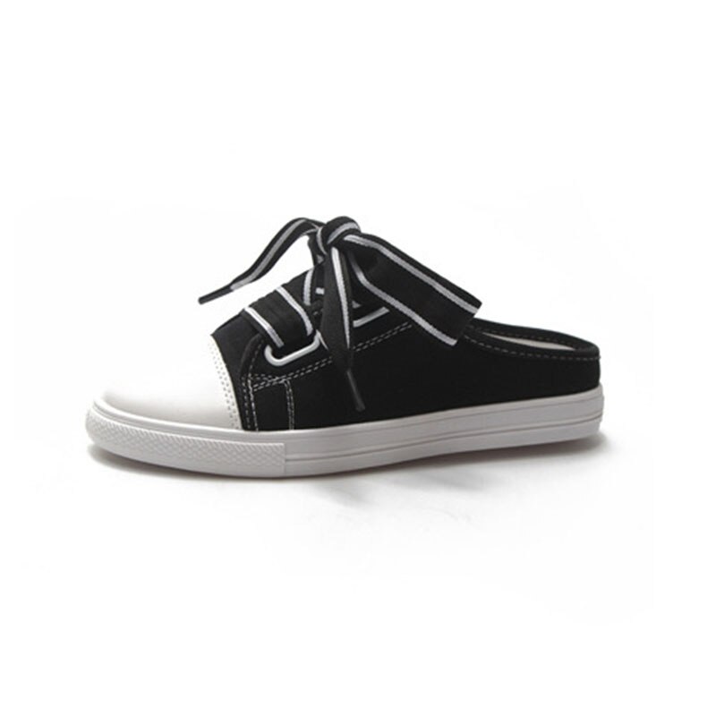 Zapatos planos Mule para primavera Otoño, zapatillas blancas rosas para mujer, zapatos Mules de PU a la con tacón plano, calzado de goma Mule